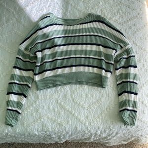 Mint, white, and black cropped sweater size M